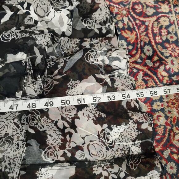 Vtg Alex Evenings Floral Rose Silk Blend Sheer Ruffle Beaded Sequin Dress 12P - Picture 15 of 15